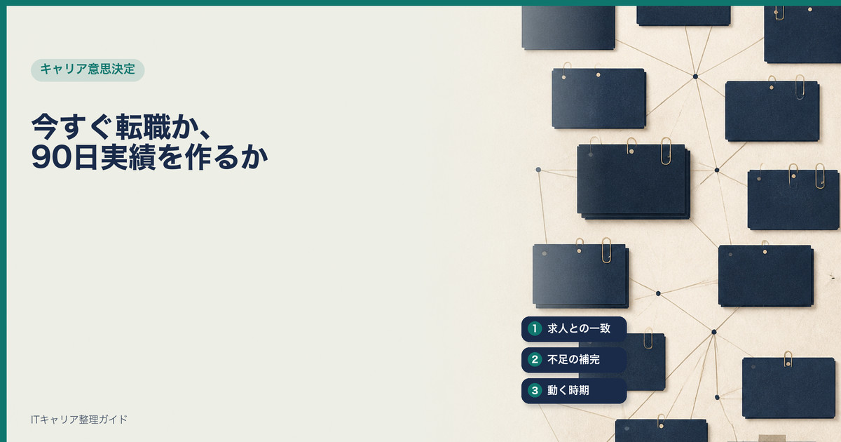 今すぐ転職か、現職で90日実績を作るか｜ITキャリア整理ガイド